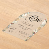 Gewoon een Elegante Bloemboog Wintertrouwdag Acryl Uitnodigingen (Laagn)