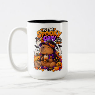 Gewoon een enge capy schattige Halloween capybara  Tweekleurige Koffiemok