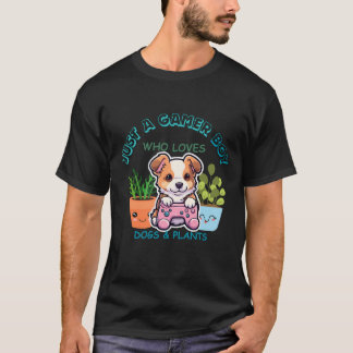 Gewoon een gamer die van honden en Planten houdt T-shirt
