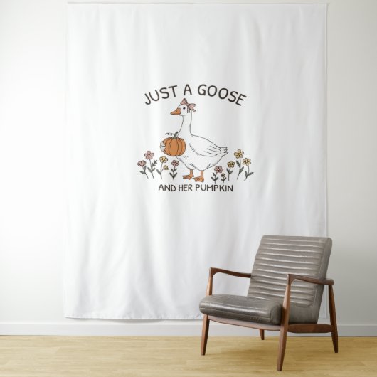 Gewoon een Gans en haar Pumpkin Classic T-shirt Wandkleed (In situ)