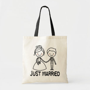 Gewoon een gehuwde Cartoon Bride en Groom Black We Tote Bag