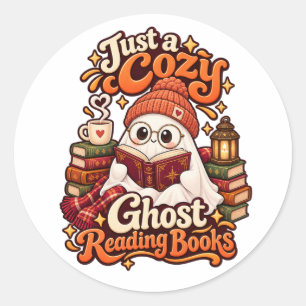 Gewoon een gezellig spook dat boeken leest, knappe ronde sticker