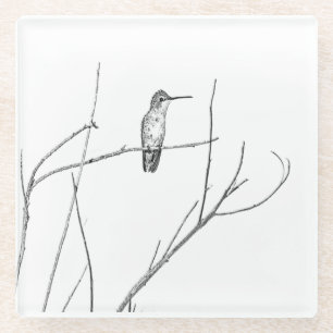 Gewoon een Hummingbird op een stok Glazen Onderzetter