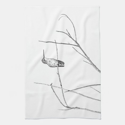 Gewoon een Hummingbird op een stok Theedoek (Verticaal)