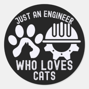 Gewoon een ingenieur die van katten houdt ronde sticker