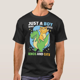 Gewoon een jochie die van dinos en katten met dino t-shirt