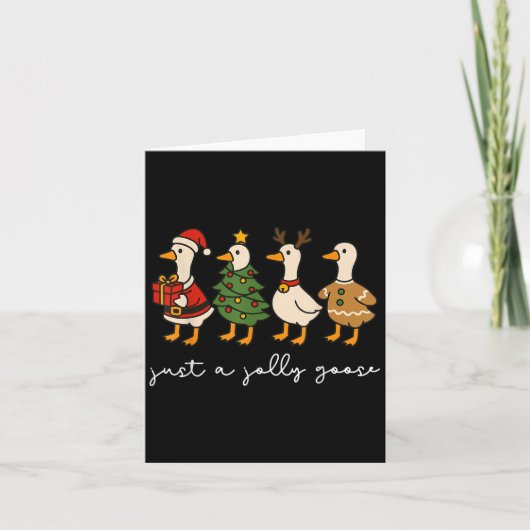 Gewoon een Jolly Goose Funny Goose Santa Reindeer Kaart (Voorkant)