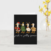 Gewoon een Jolly Goose Funny Goose Santa Reindeer Kaart (Gele Bloem)