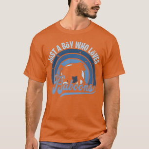 Gewoon een jongen die een baviaan blauw 80s zonson t-shirt