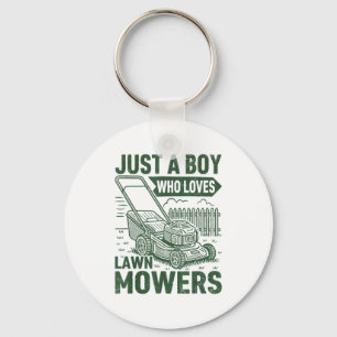 Gewoon een jongen die grasmaaiers tuin liefheeft sleutelhanger