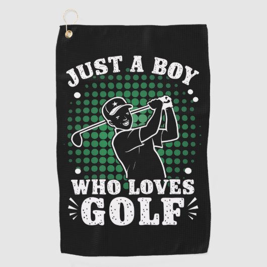 Gewoon een jongen die houdt van Golf Club Golfer G Golfhanddoek (Voorkant)