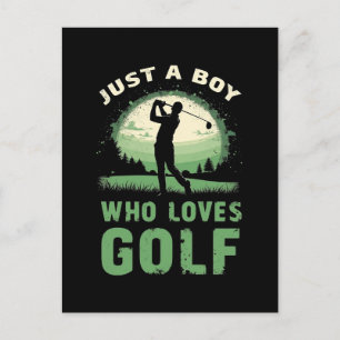 Gewoon een jongen die houdt van golfclub golfer go feestdagenkaart