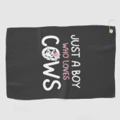 Gewoon een jongen die houdt van Koeien Schattigee  Golfhanddoek (Horizontaal)