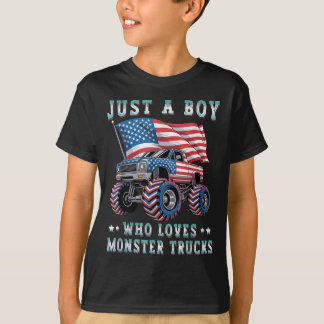 Gewoon een jongen die houdt van Monster Trucks Ame T-shirt