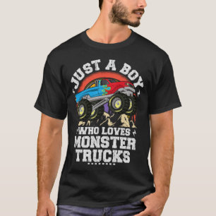 Gewoon een jongen die houdt van monstertrucks voor t-shirt