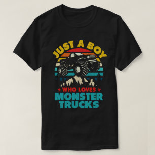 Gewoon een jongen die houdt van monstertrucks voor t-shirt