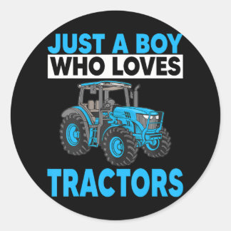 Gewoon een jongen die houdt van tractoren Verjaard Ronde Sticker