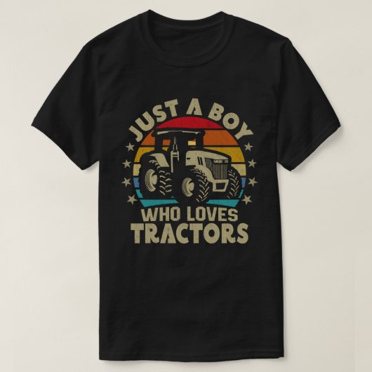 Gewoon een jongen die houdt van Tractors Funny Boy T-shirt (Design voorkant)
