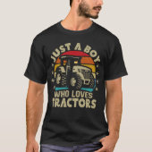 Gewoon een jongen die houdt van Tractors Funny Boy T-shirt (Voorkant)