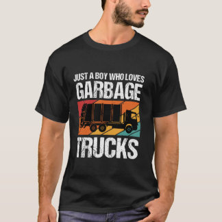 Gewoon een jongen die houdt van vuilniswagens T-sh T-shirt