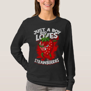Gewoon een jongen die van aardbeien houdt, fruitbe t-shirt