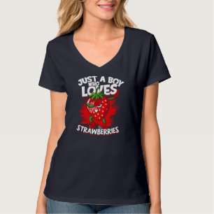 Gewoon een jongen die van aardbeien houdt, fruitbe t-shirt