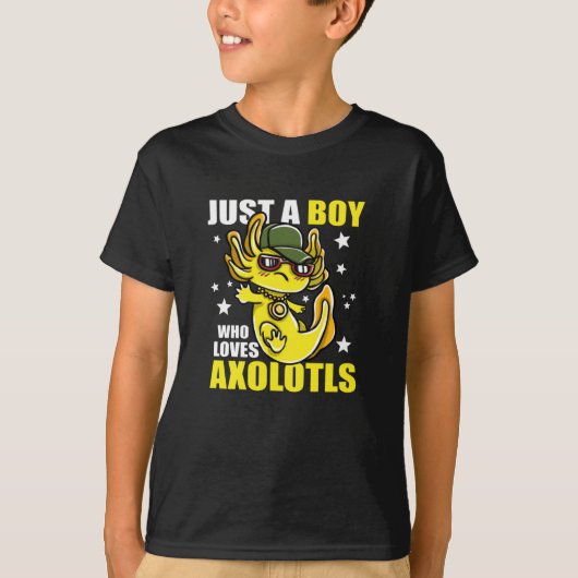 Gewoon een jongen die van axolotls Cute Funny Kawa T-shirt (Voorkant)