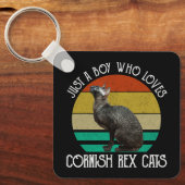 Gewoon Een Jongen Die Van Cornish Rex Katten Houdt Sleutelhanger (Voorkant)