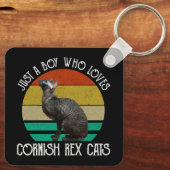 Gewoon Een Jongen Die Van Cornish Rex Katten Houdt Sleutelhanger (Achterkant)
