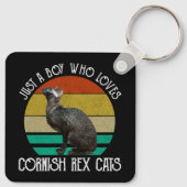 Gewoon Een Jongen Die Van Cornish Rex Katten Houdt Sleutelhanger (Achterkant)