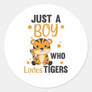 Gewoon een jongen die van de Tigers Sweet Animals  Ronde Sticker