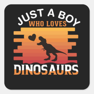 Gewoon een jongen die van Dinosaur houdt   Ontwerp Vierkante Sticker