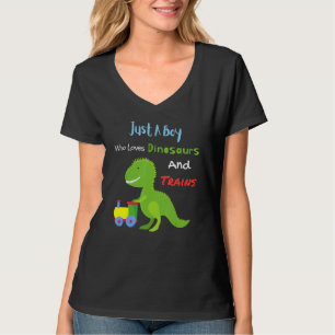 Gewoon een jongen die van dinosaurussen houdt en s t-shirt