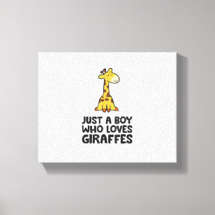 Gewoon een jongen die van giraffen houdt  canvas afdruk