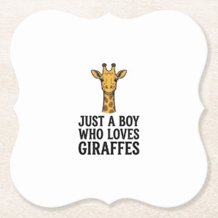 Gewoon een jongen die van giraffen houdt Leuk T-sh Kartonnen Onderzetters