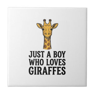 Gewoon een jongen die van giraffen houdt Leuk T-sh Tegeltje