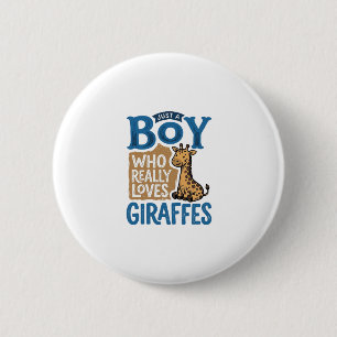 Gewoon Een Jongen Die Van Giraffen Houdt Vintage S Ronde Button 5,7 Cm