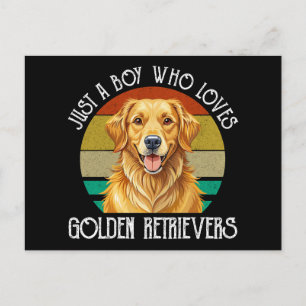 Gewoon Een Jongen Die Van Golden Retrievers Houdt Briefkaart