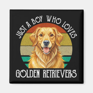 Gewoon Een Jongen Die Van Golden Retrievers Houdt Magneet