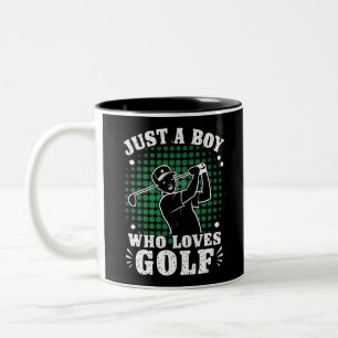 Gewoon een jongen die van golfclub golfer golfen h tweekleurige koffiemok