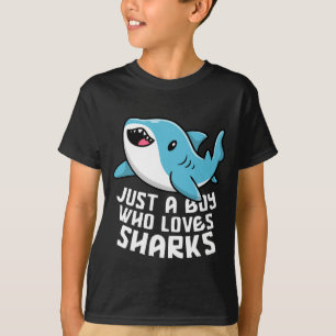 Gewoon een jongen die van haaien houdt t-shirt