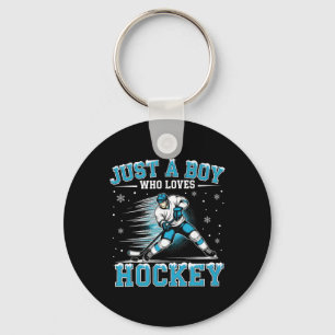 Gewoon Een Jongen Die Van Hockey Speler IJshockey Sleutelhanger