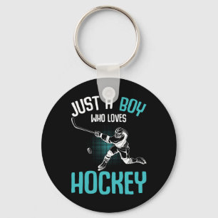 Gewoon een jongen die van hockeyspeler ijshockey k sleutelhanger