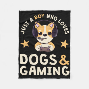Gewoon een jongen die van honden en gamen houdt Sc Fleece Deken
