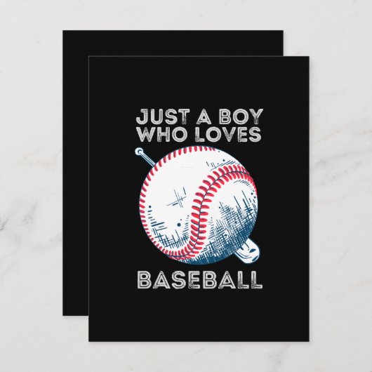 Gewoon een jongen die van honkbal houdt informatiekaartje (Voorkant / Achterkant)