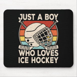 Gewoon Een Jongen Die Van IJshockey Houdt Retro IJ Muismat