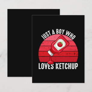 Gewoon een jongen die van ketchup houdt notitiekaartje