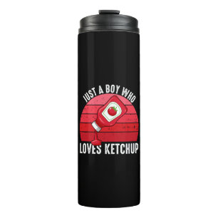 Gewoon Een Jongen Die Van Ketchup Houdt Thermosbeker