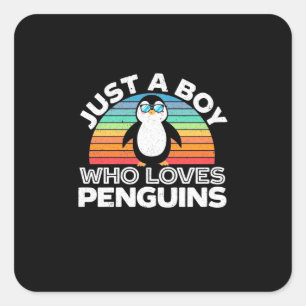 Gewoon een jongen die van pinguïns houdt vierkante sticker