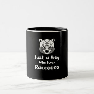 Gewoon een jongen die van raccoon houdt tweekleurige koffiemok